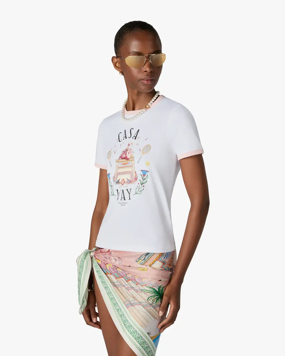 Casablanca White Casa Way Ringer Short Sleeve T-Shirt | Thumbnail 4 Casablanca White Casa Way Ringer Short Sleeve T-Shirt | Thumbnail 4