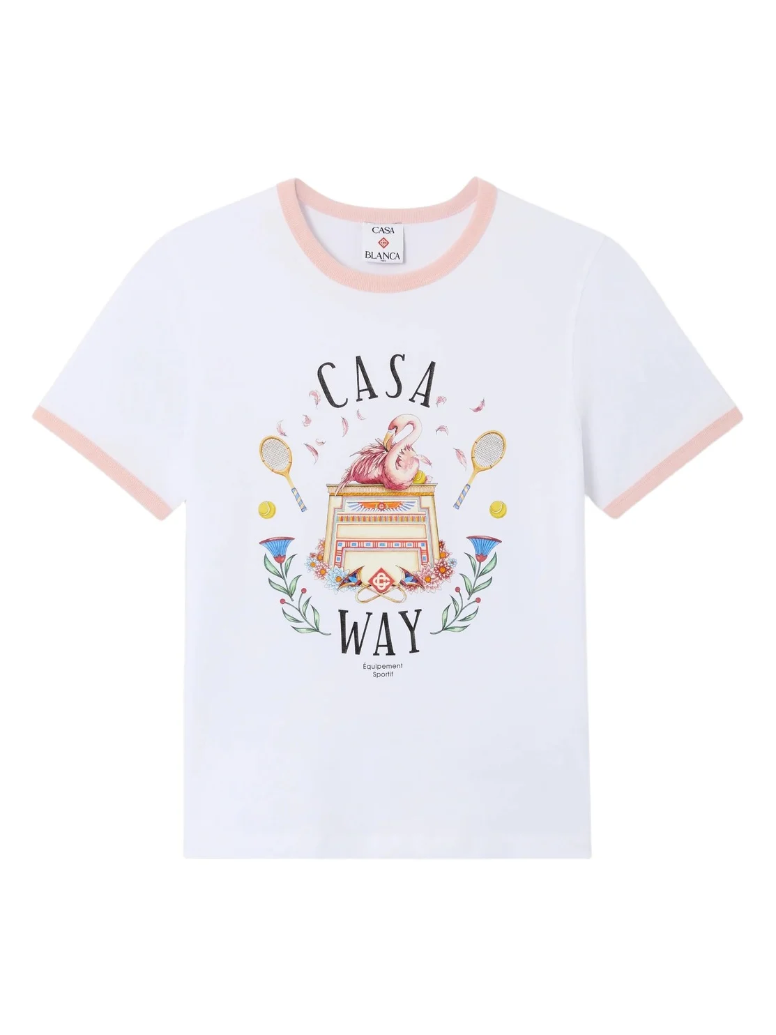 White Casa Way Ringer Short Sleeve T-Shirt