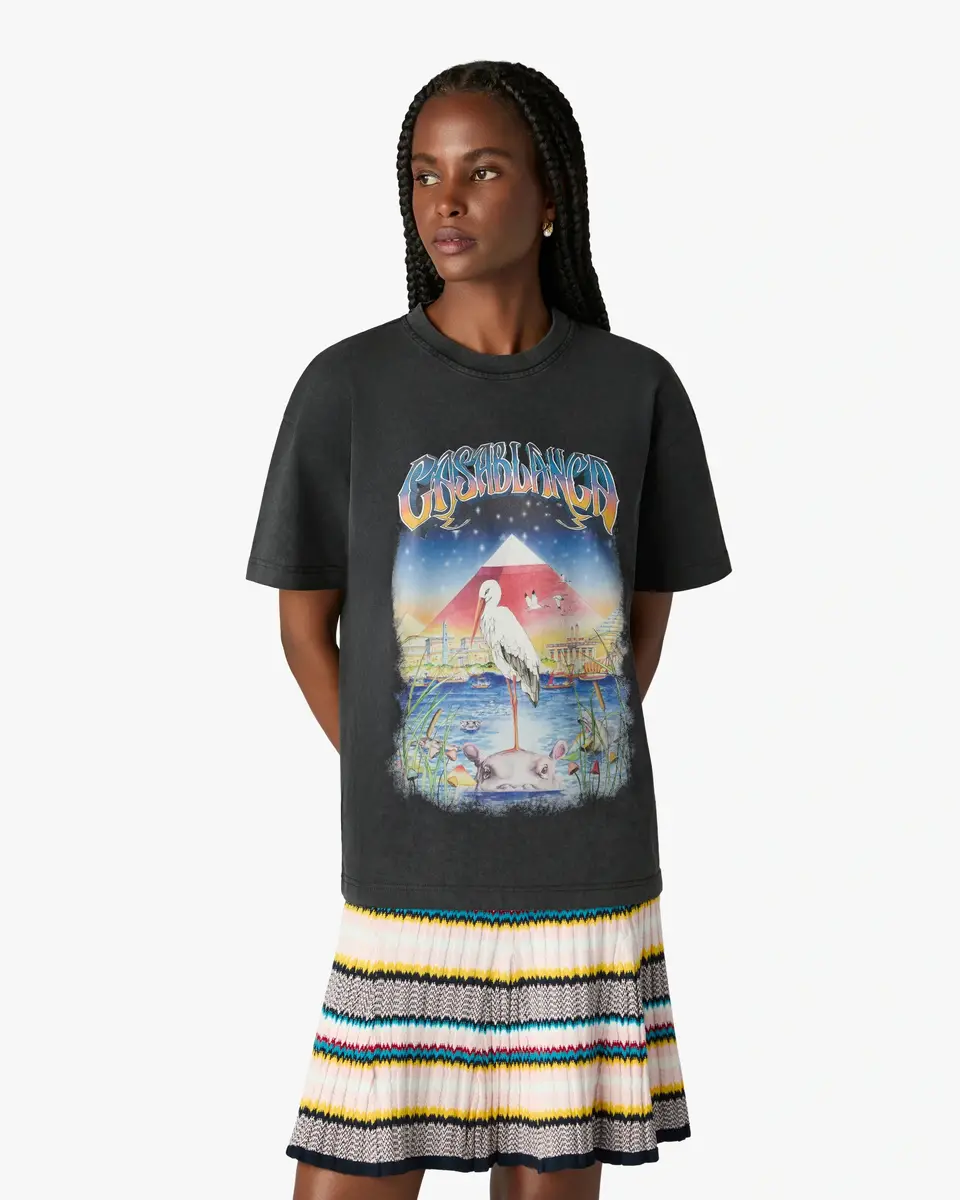 Casablanca Black Egypt As It Was Oversized Short Sleeve T-Shirt | Thumbnail 4 Casablanca Black Egypt As It Was Oversized Short Sleeve T-Shirt | Thumbnail 4