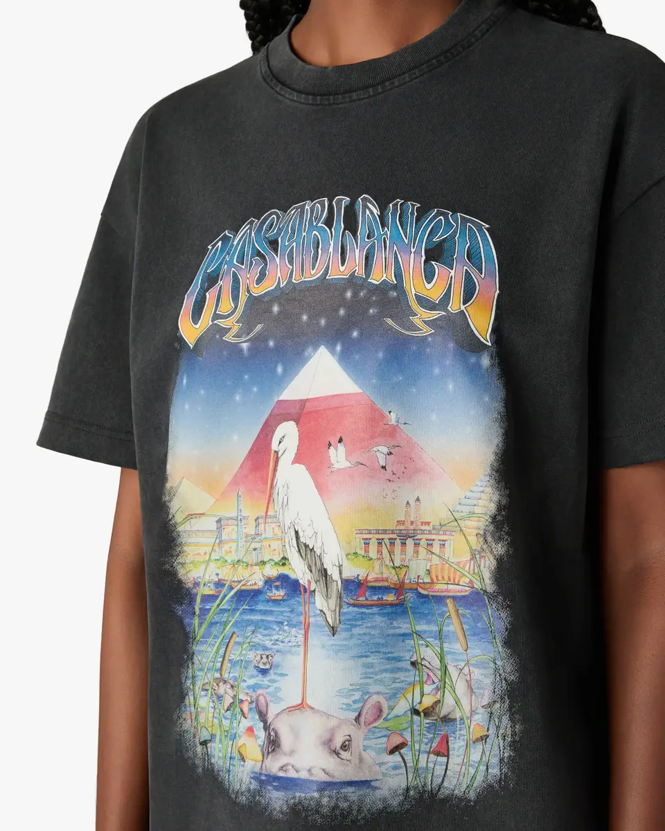 Casablanca Black Egypt As It Was Oversized Short Sleeve T-Shirt | Thumbnail 5 Casablanca Black Egypt As It Was Oversized Short Sleeve T-Shirt | Thumbnail 5