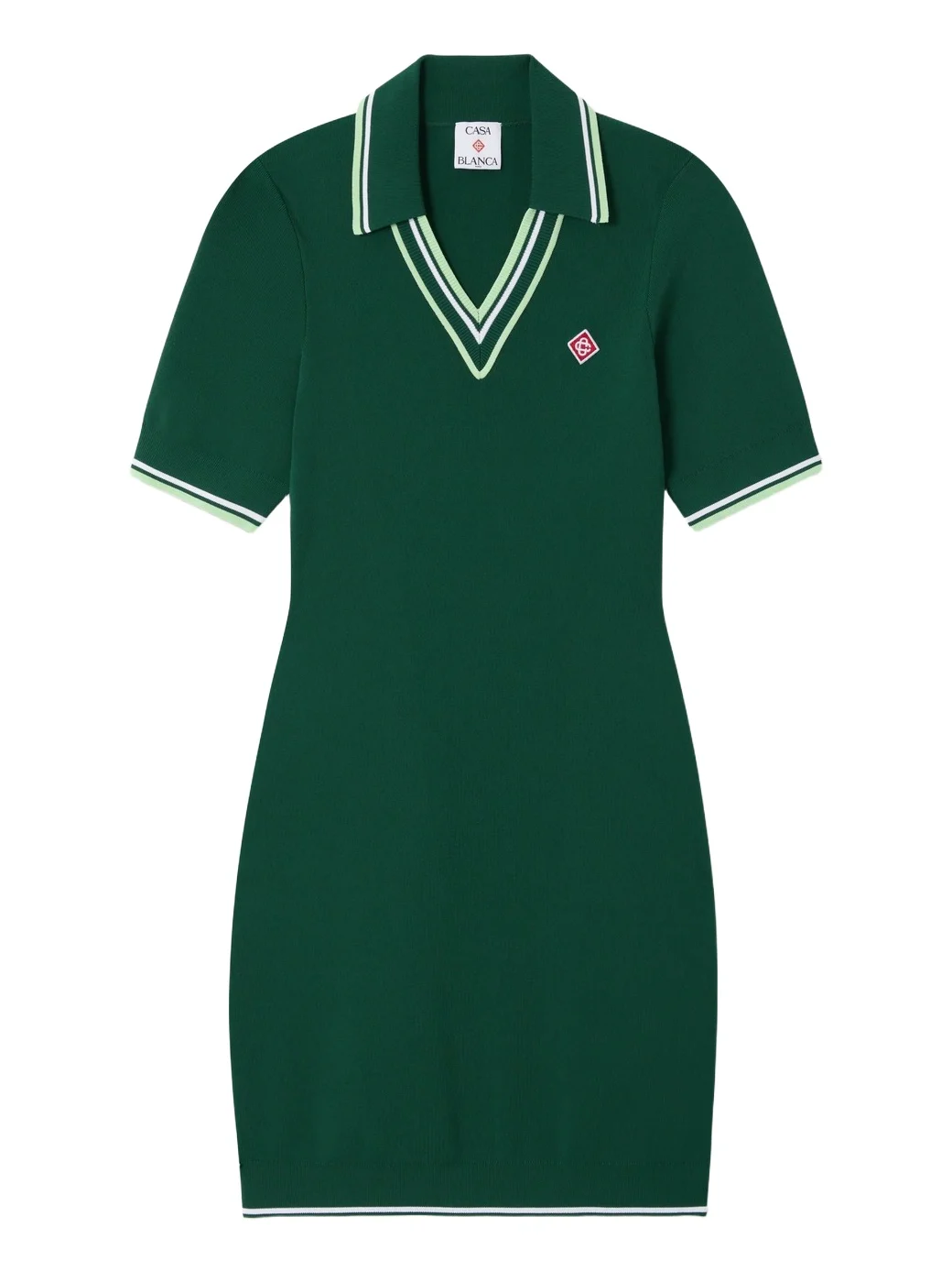 Casablanca Green V-Neck Polo Mini Dress