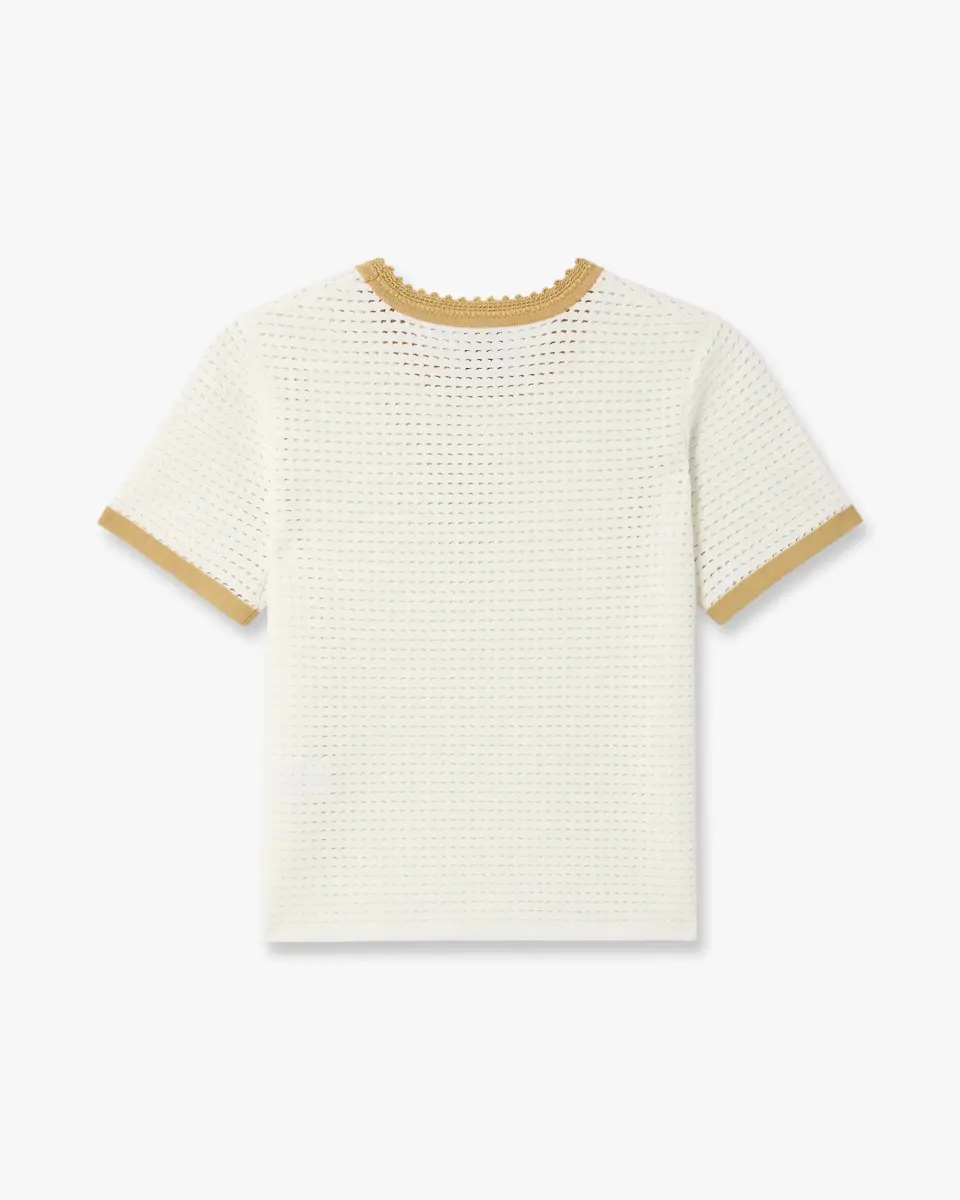 Casablanca White Lace Tuck Stitch Short Sleeve Top | Thumbnail 6 Casablanca White Lace Tuck Stitch Short Sleeve Top | Thumbnail 6