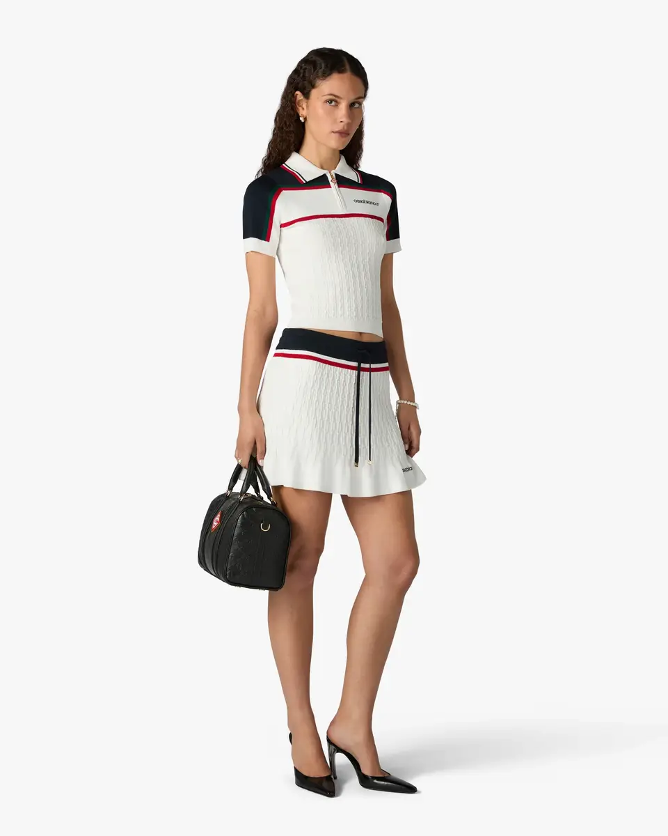 Casablanca Cream & Navy Knit Tennis Mini Skirt | Thumbnail 2