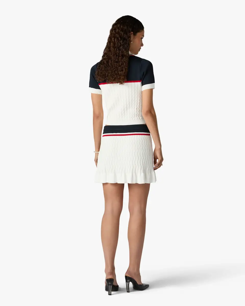 Casablanca Cream & Navy Knit Tennis Mini Skirt | Thumbnail 3