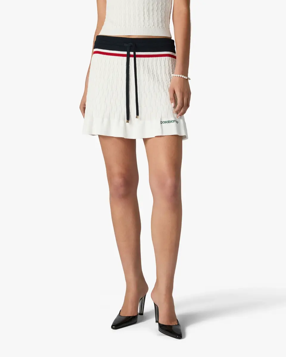 Casablanca Cream & Navy Knit Tennis Mini Skirt | Thumbnail 4