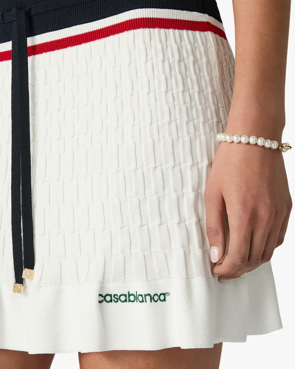 Casablanca Cream & Navy Knit Tennis Mini Skirt | Thumbnail 5
