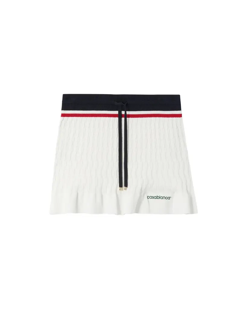 Casablanca Cream & Navy Knit Tennis Mini Skirt