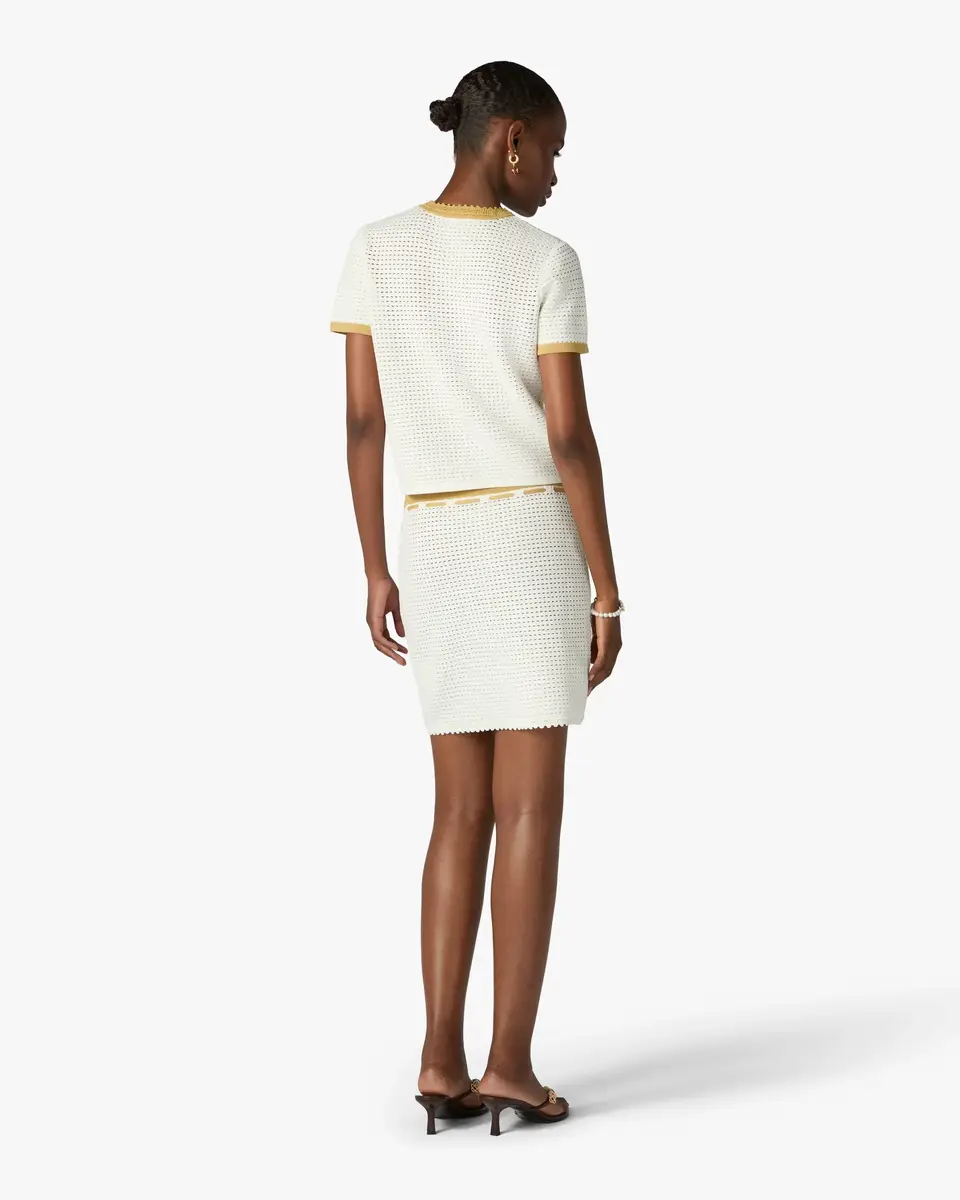 Casablanca White Lace Tuck Stitch Mini Skirt | Thumbnail 2 Casablanca White Lace Tuck Stitch Mini Skirt | Thumbnail 2