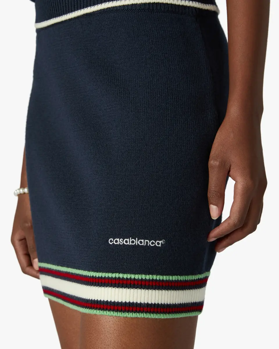 Casablanca Navy Merino Mini Skirt in White | Thumbnail 5 Casablanca Navy Merino Mini Skirt in White | Thumbnail 5