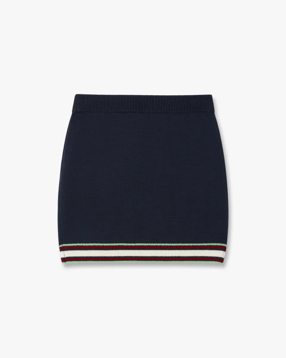Casablanca Navy Merino Mini Skirt in White | Thumbnail 6 Casablanca Navy Merino Mini Skirt in White | Thumbnail 6