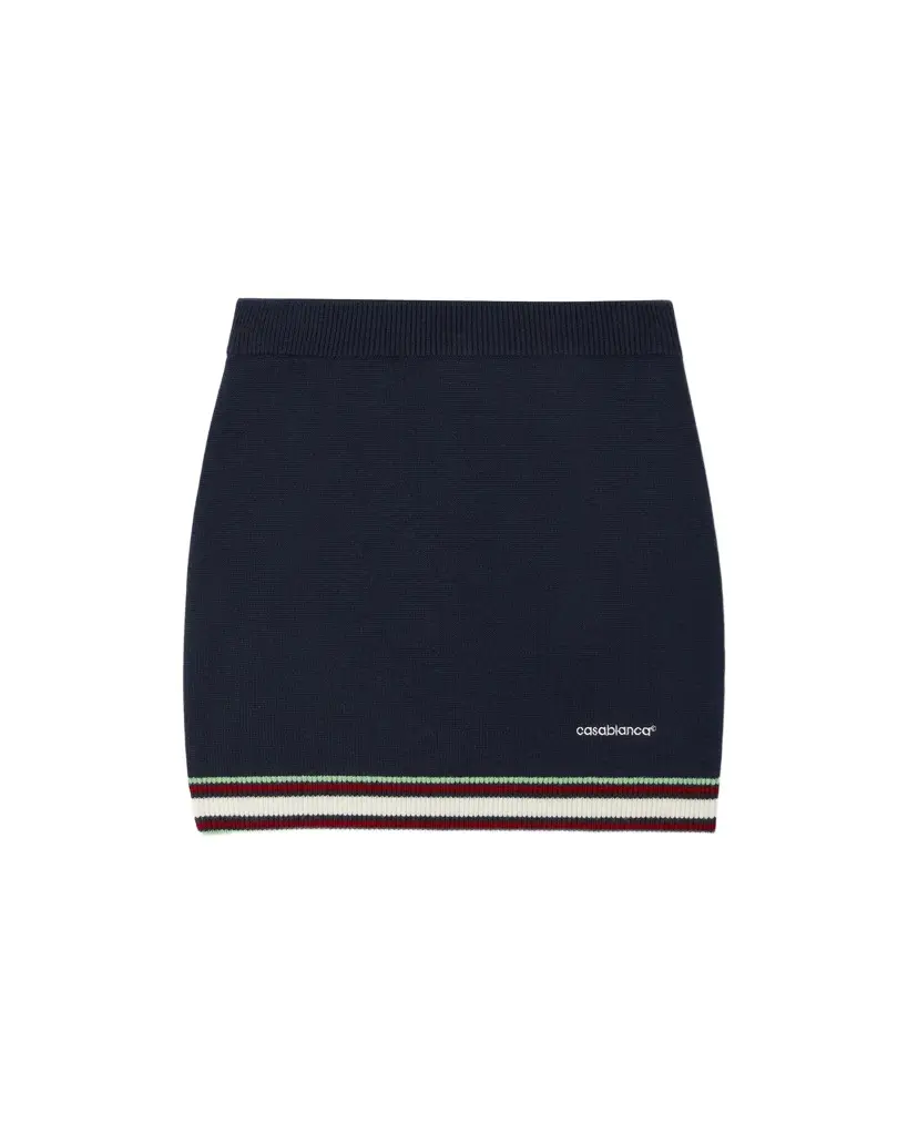 Navy Merino Mini Skirt in White Navy Merino Mini Skirt in White
