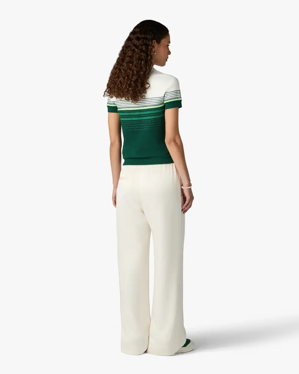Casablanca White & Green Boucle Stripe Short Sleeve Polo Shirt | Thumbnail 3 Casablanca White & Green Boucle Stripe Short Sleeve Polo Shirt | Thumbnail 3