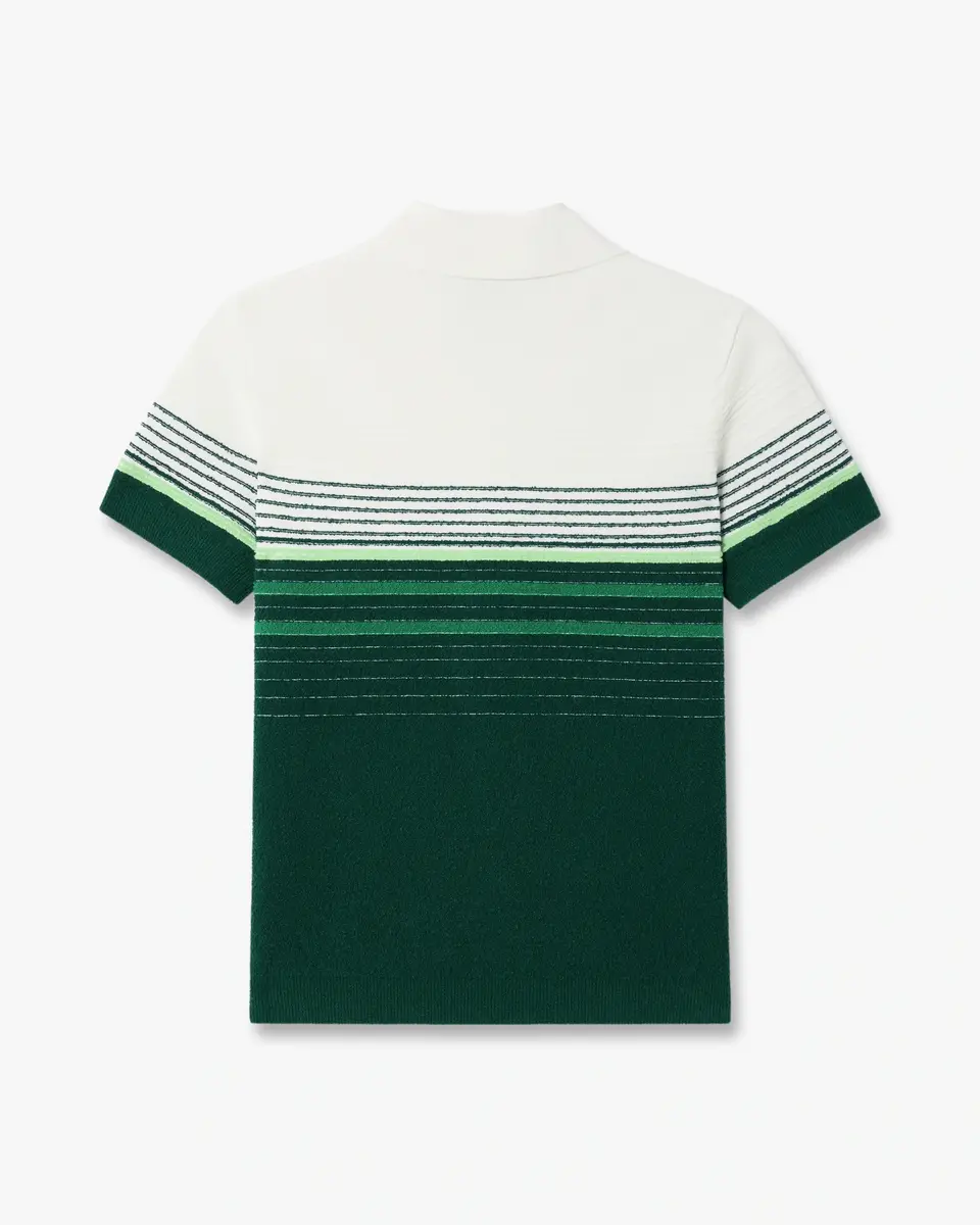 Casablanca White & Green Boucle Stripe Short Sleeve Polo Shirt | Thumbnail 6 Casablanca White & Green Boucle Stripe Short Sleeve Polo Shirt | Thumbnail 6
