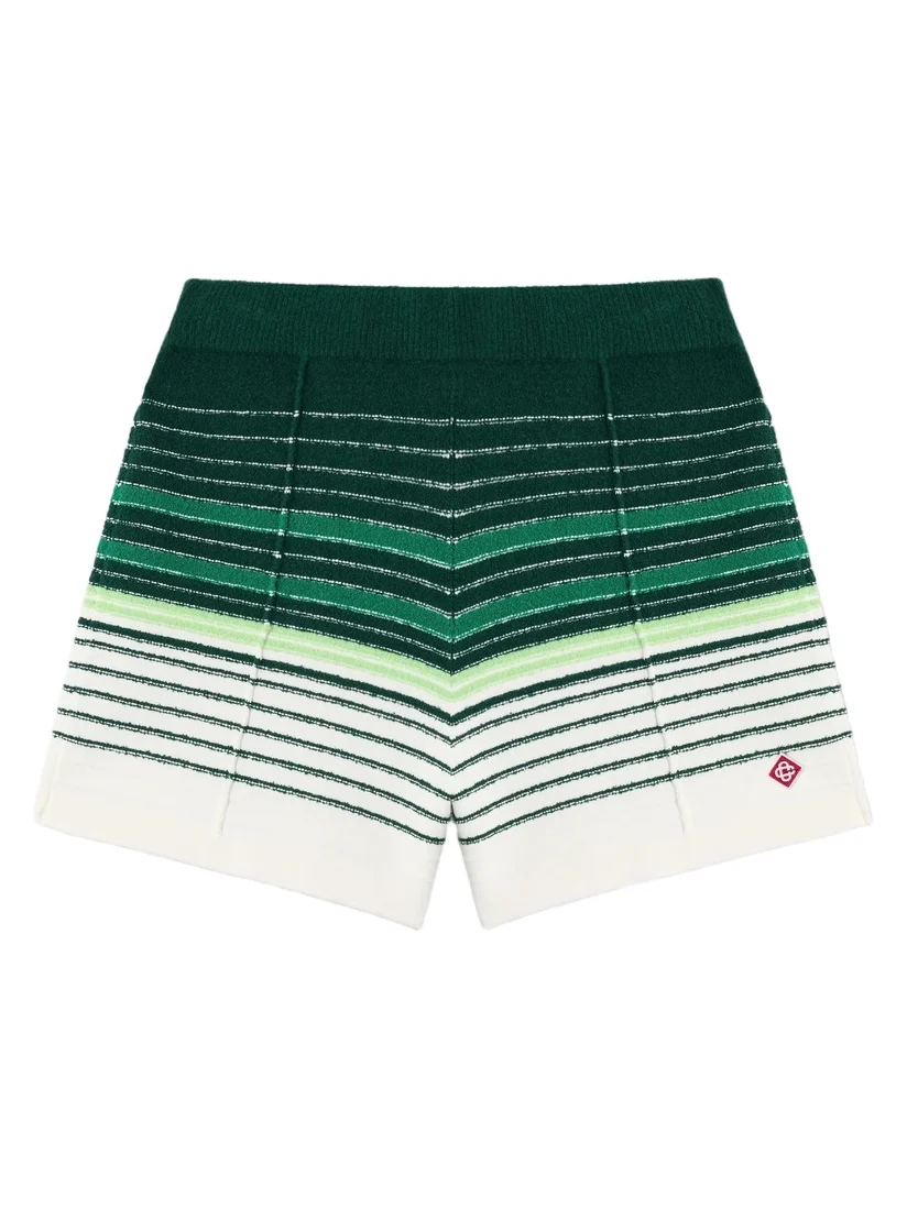 White & Green Boucle Stripe Shorts White & Green Boucle Stripe Shorts