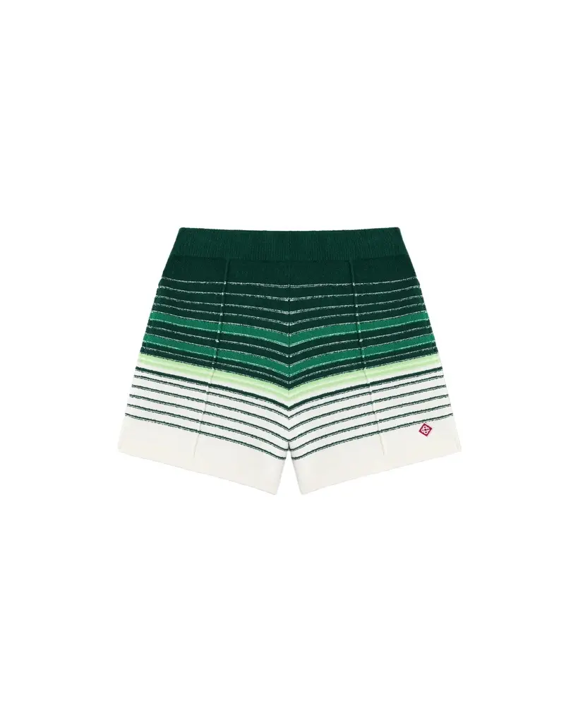 White & Green Boucle Stripe Shorts White & Green Boucle Stripe Shorts