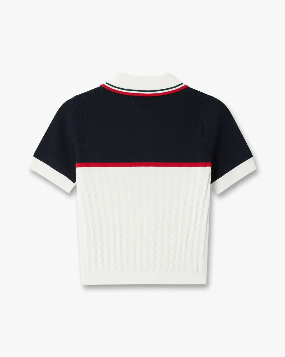 Casablanca Cream & Navy Knit Tennis Short Sleeve Polo Shirt | Thumbnail 6 Casablanca Cream & Navy Knit Tennis Short Sleeve Polo Shirt | Thumbnail 6