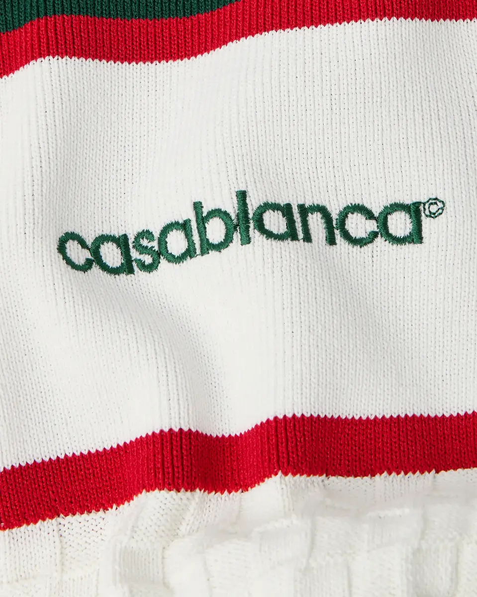 Casablanca Cream & Navy Knit Tennis Short Sleeve Polo Shirt | Thumbnail 7 Casablanca Cream & Navy Knit Tennis Short Sleeve Polo Shirt | Thumbnail 7
