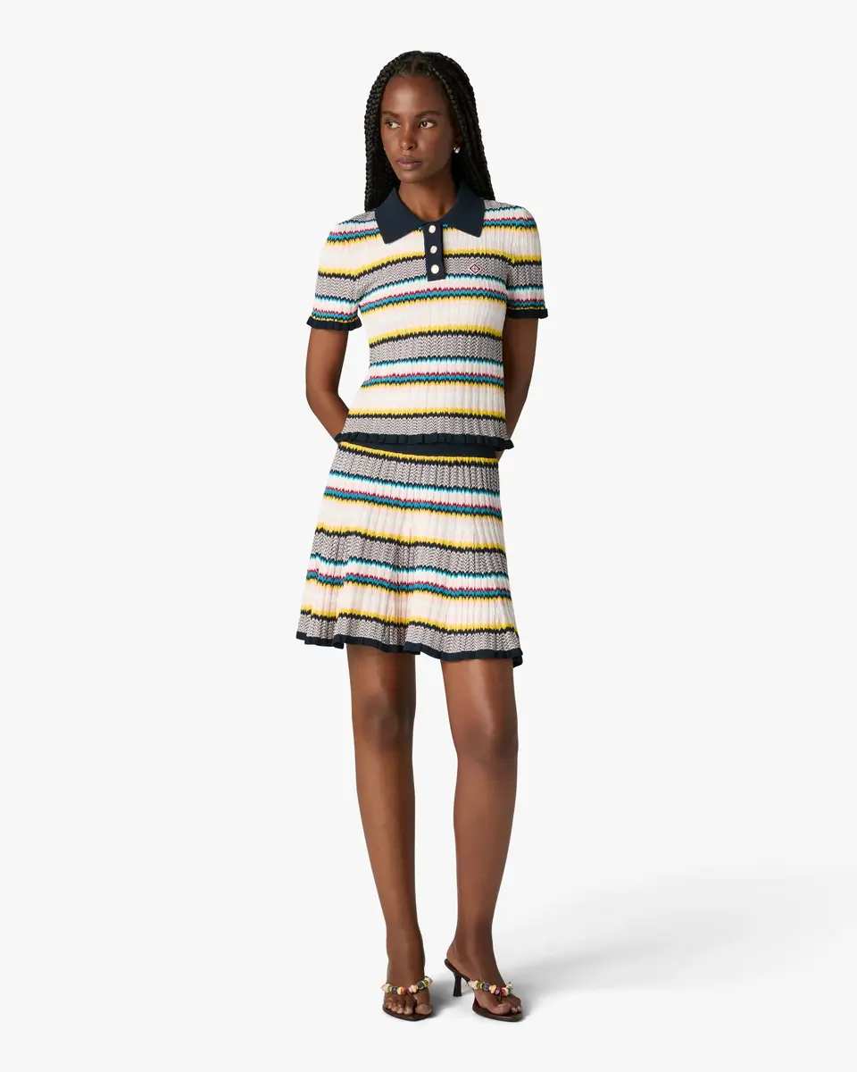 Casablanca Multicolour Knit Chevron Short Sleeve Polo Shirt | Thumbnail 2 Casablanca Multicolour Knit Chevron Short Sleeve Polo Shirt | Thumbnail 2