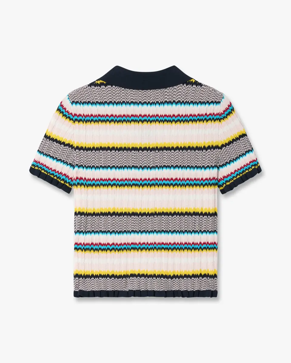 Casablanca Multicolour Knit Chevron Short Sleeve Polo Shirt | Thumbnail 6 Casablanca Multicolour Knit Chevron Short Sleeve Polo Shirt | Thumbnail 6
