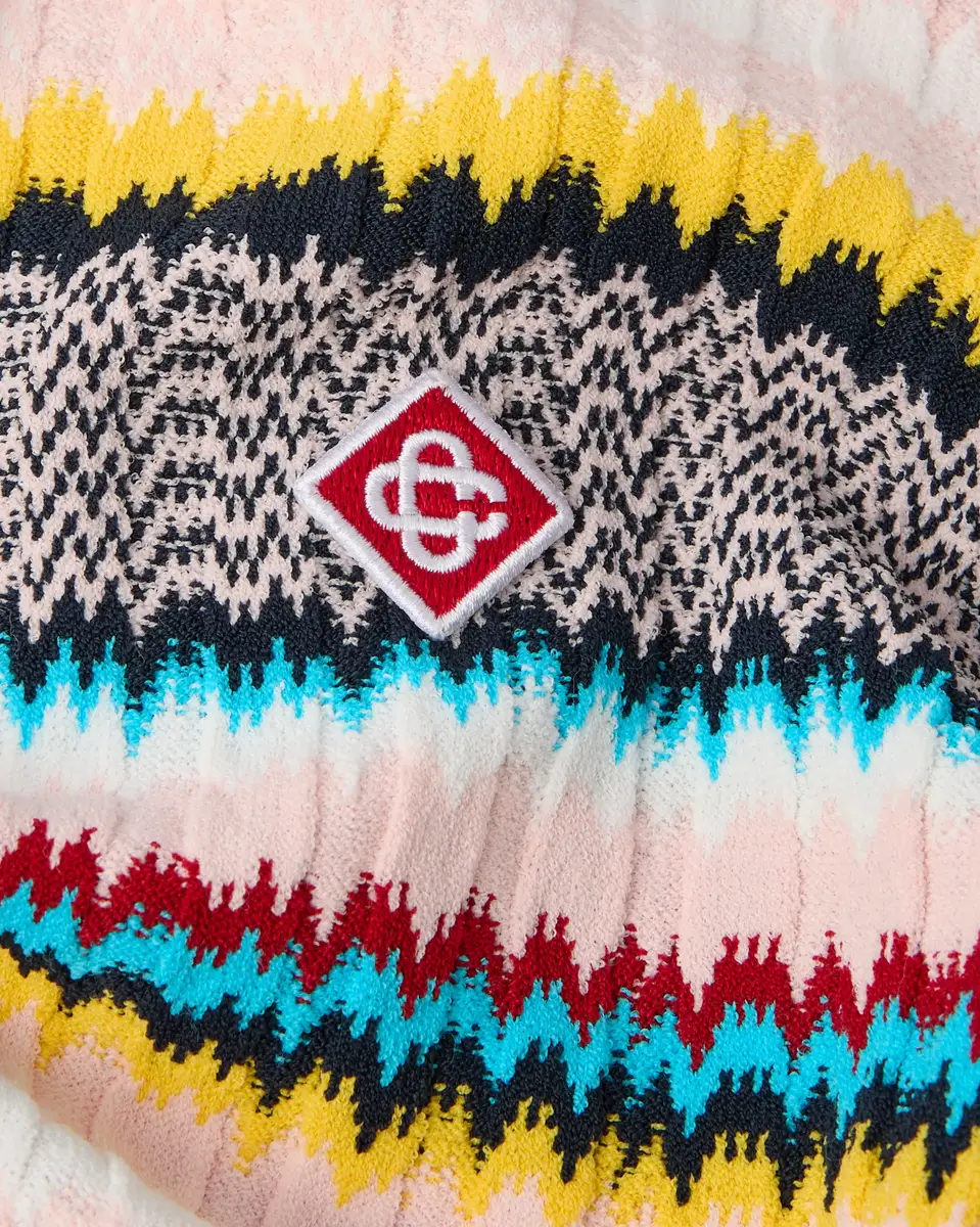 Casablanca Multicolour Knit Chevron Short Sleeve Polo Shirt | Thumbnail 7 Casablanca Multicolour Knit Chevron Short Sleeve Polo Shirt | Thumbnail 7