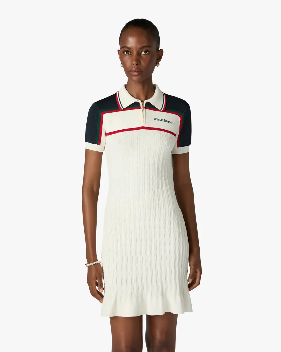Casablanca Cream & Navy Knit Tennis Polo Mini Dress | Thumbnail 4 Casablanca Cream & Navy Knit Tennis Polo Mini Dress | Thumbnail 4