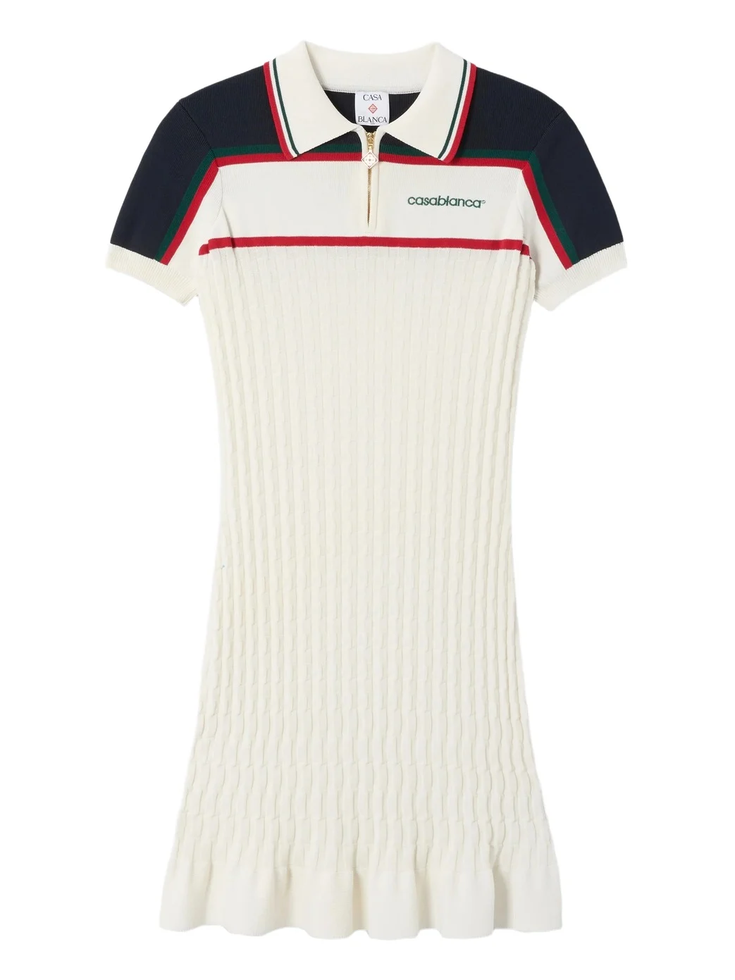 Casablanca Cream & Navy Knit Tennis Polo Mini Dress