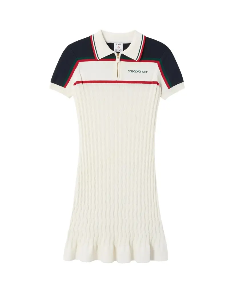 Cream & Navy Knit Tennis Polo Mini Dress Cream & Navy Knit Tennis Polo Mini Dress