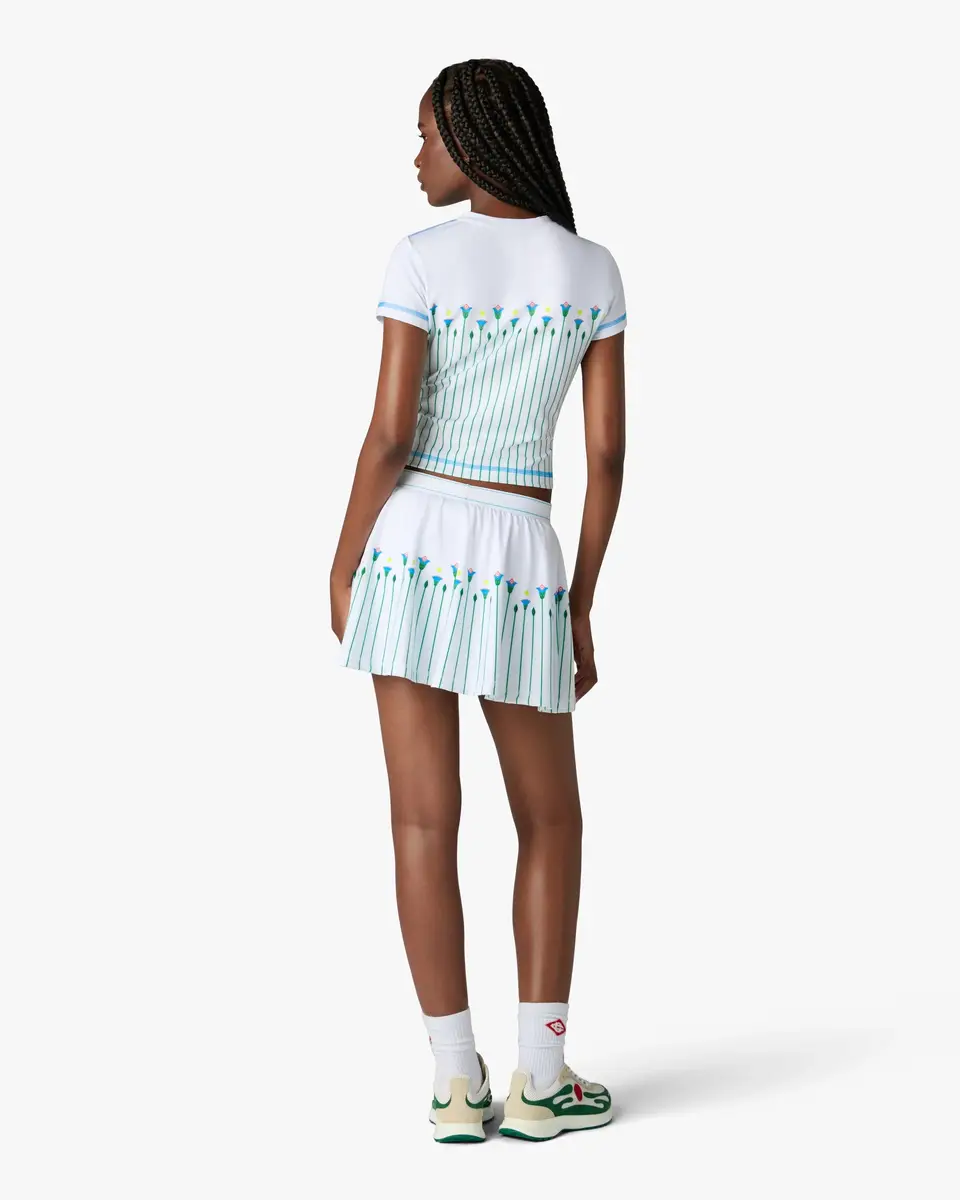 Casablanca White Floral Stripe Sporty Tennis Mini Skirt | Thumbnail 3 Casablanca White Floral Stripe Sporty Tennis Mini Skirt | Thumbnail 3