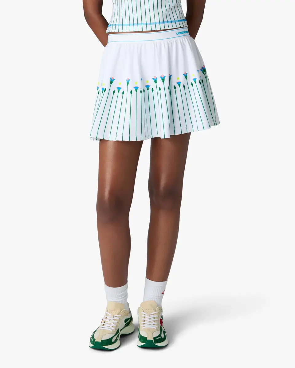 Casablanca White Floral Stripe Sporty Tennis Mini Skirt | Thumbnail 4 Casablanca White Floral Stripe Sporty Tennis Mini Skirt | Thumbnail 4
