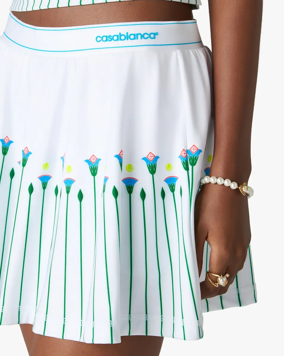 Casablanca White Floral Stripe Sporty Tennis Mini Skirt | Thumbnail 5 Casablanca White Floral Stripe Sporty Tennis Mini Skirt | Thumbnail 5