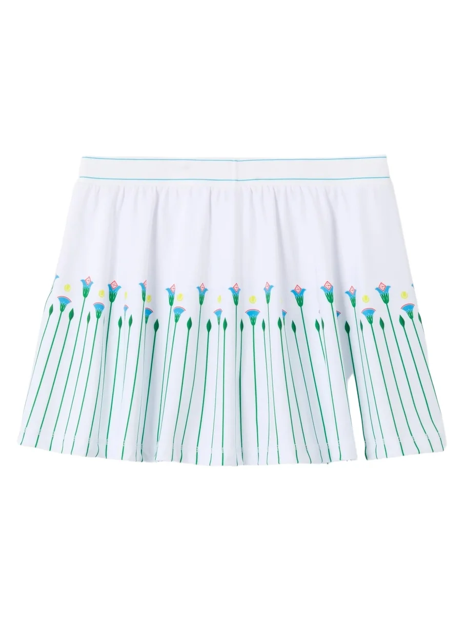 Casablanca White Floral Stripe Sporty Tennis Mini Skirt