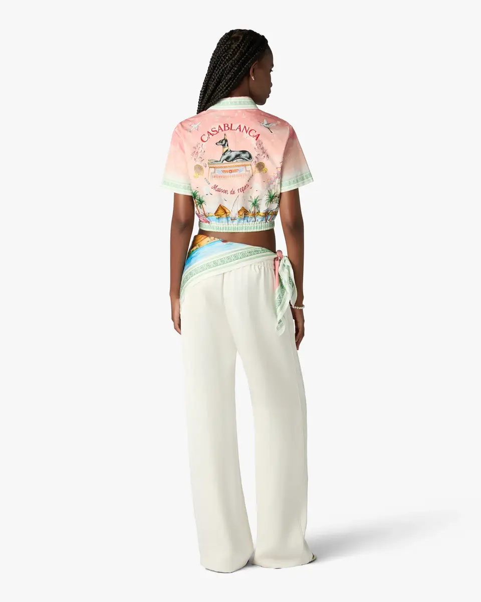 Casablanca Pink Ethereal Cotton Cropped Short Sleeve Shirt | Thumbnail 3 Casablanca Pink Ethereal Cotton Cropped Short Sleeve Shirt | Thumbnail 3
