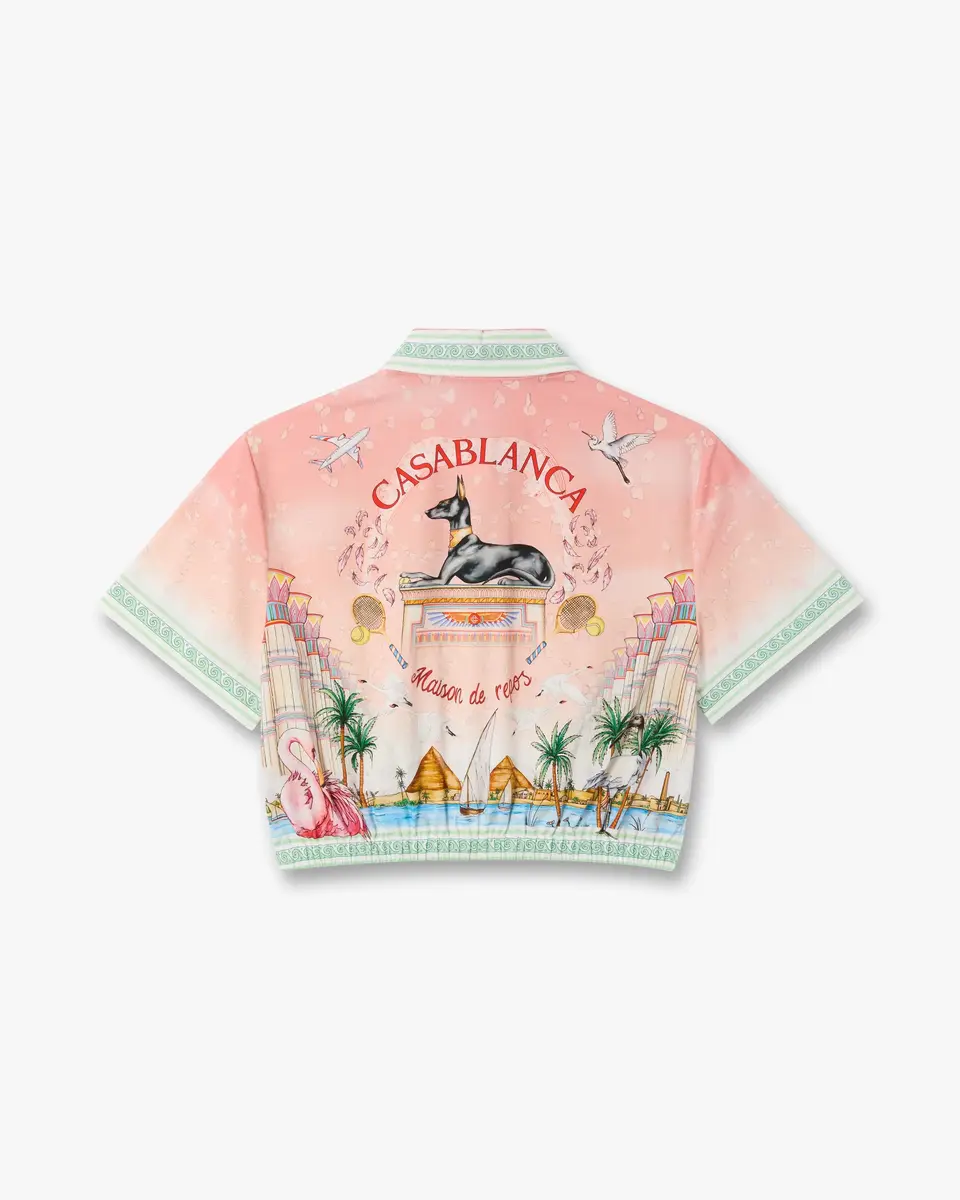 Casablanca Pink Ethereal Cotton Cropped Short Sleeve Shirt | Thumbnail 6 Casablanca Pink Ethereal Cotton Cropped Short Sleeve Shirt | Thumbnail 6