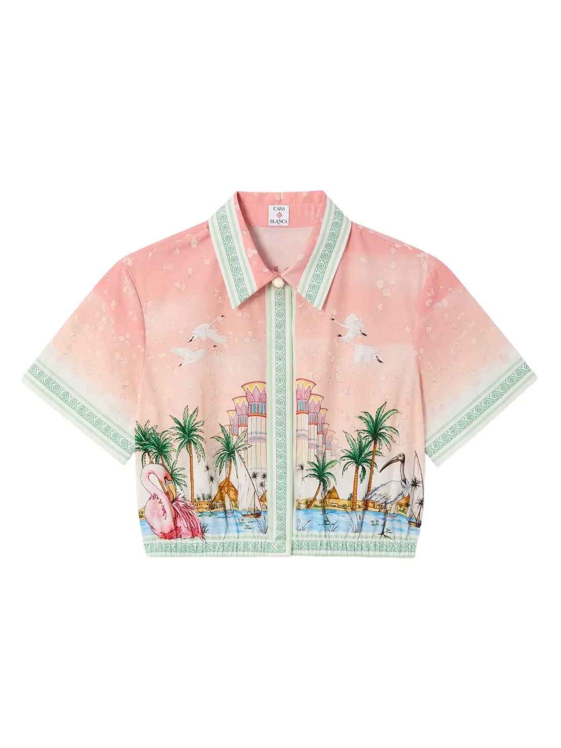 Pink Ethereal Cotton Cropped Short Sleeve Shirt