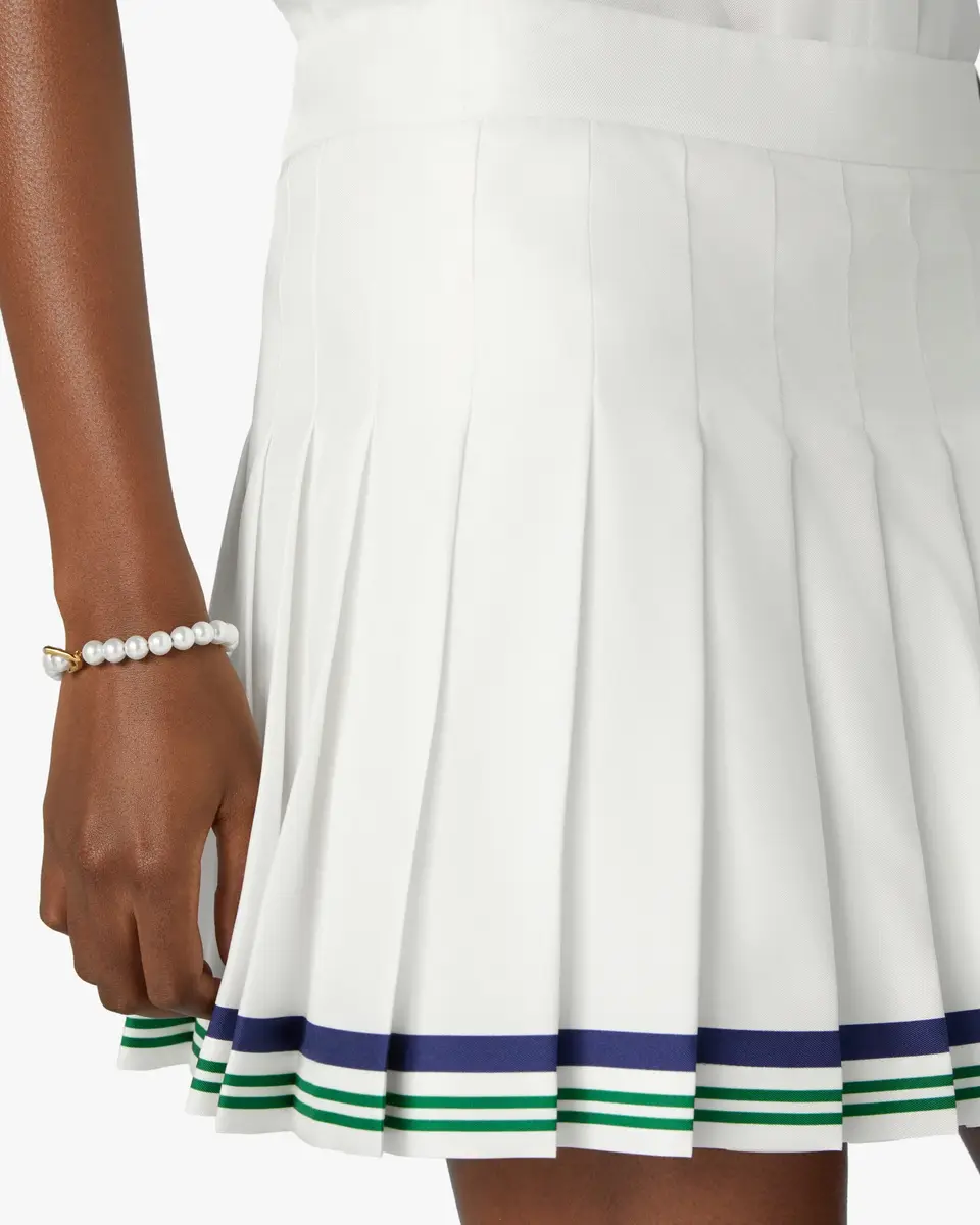 Casablanca White Hotel Emblem Pleated Mini Silk Skirt in Green | Thumbnail 5 Casablanca White Hotel Emblem Pleated Mini Silk Skirt in Green | Thumbnail 5