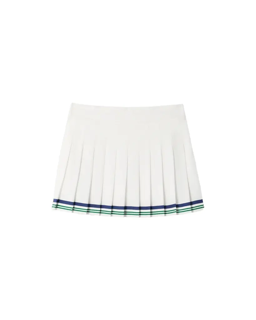 White Hotel Emblem Pleated Mini Silk Skirt in Green White Hotel Emblem Pleated Mini Silk Skirt in Green