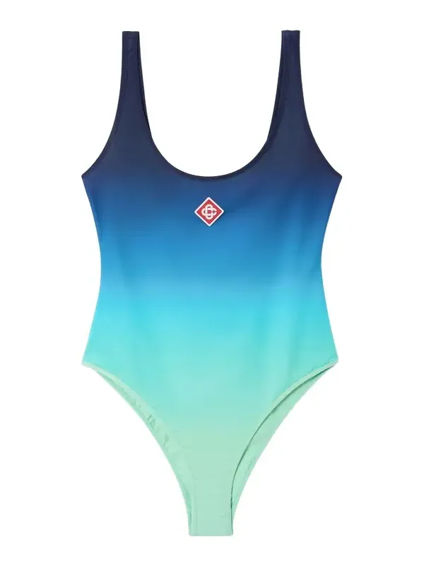 Blue & Green Gradient Printed Swimsuit