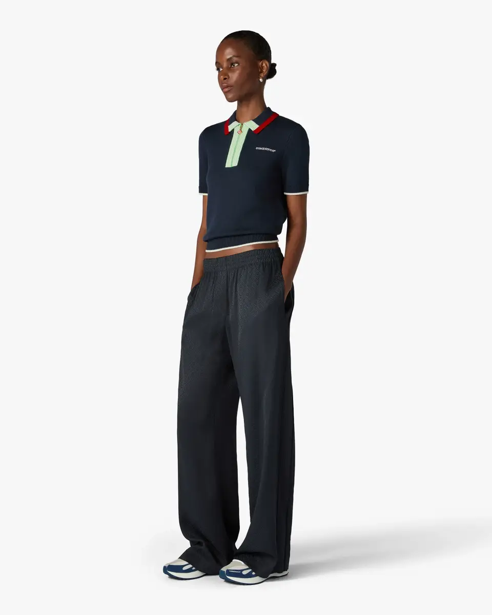 Casablanca Navy Merino Short Sleeve Polo Shirt | Thumbnail 2 Casablanca Navy Merino Short Sleeve Polo Shirt | Thumbnail 2