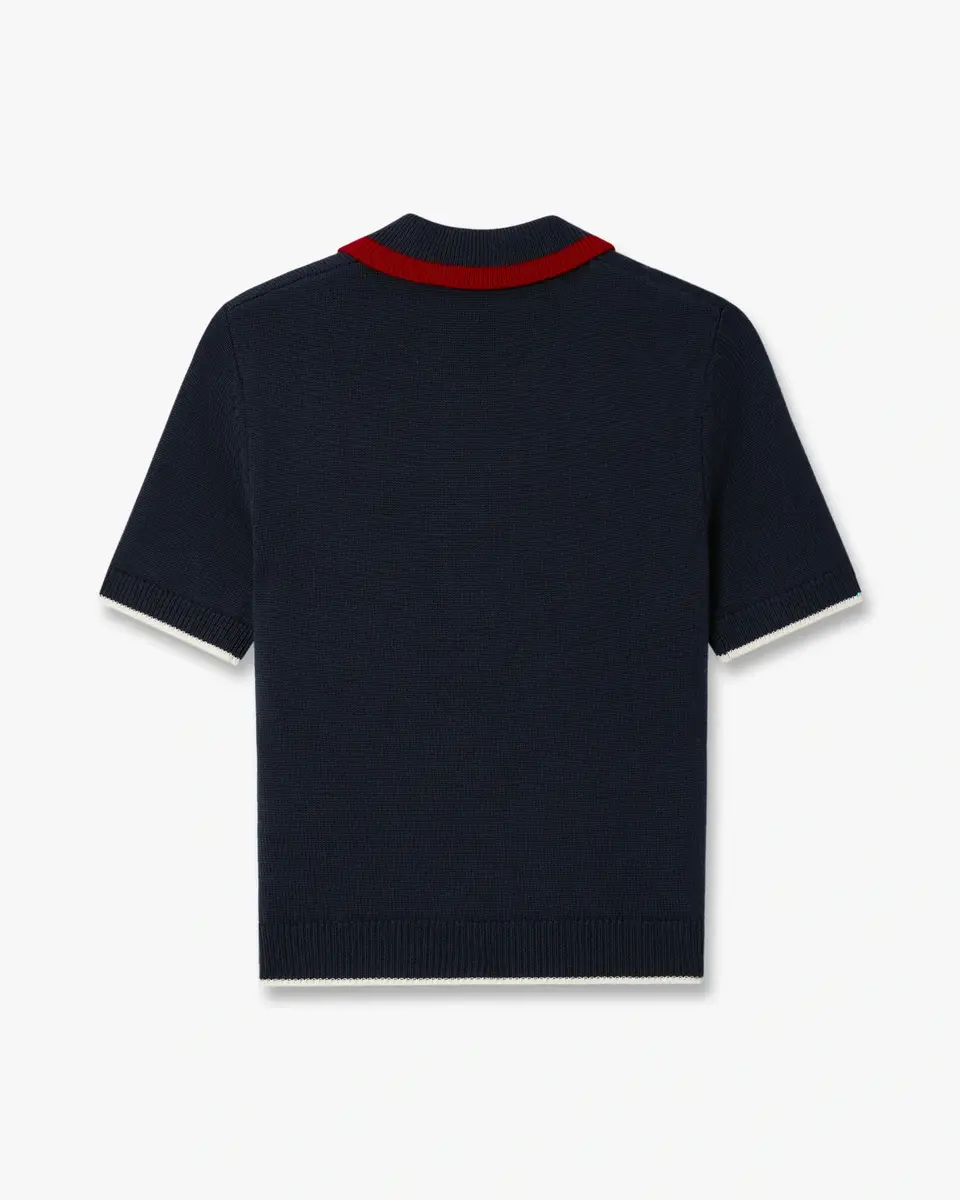 Casablanca Navy Merino Short Sleeve Polo Shirt | Thumbnail 6 Casablanca Navy Merino Short Sleeve Polo Shirt | Thumbnail 6