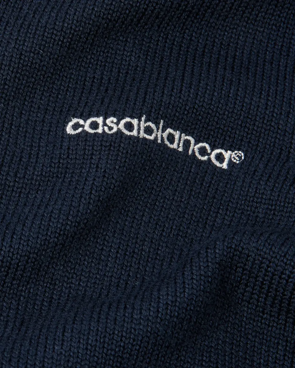 Casablanca Navy Merino Short Sleeve Polo Shirt | Thumbnail 7 Casablanca Navy Merino Short Sleeve Polo Shirt | Thumbnail 7