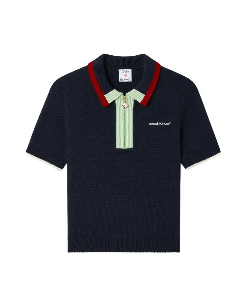 Navy Merino Short Sleeve Polo Shirt Navy Merino Short Sleeve Polo Shirt