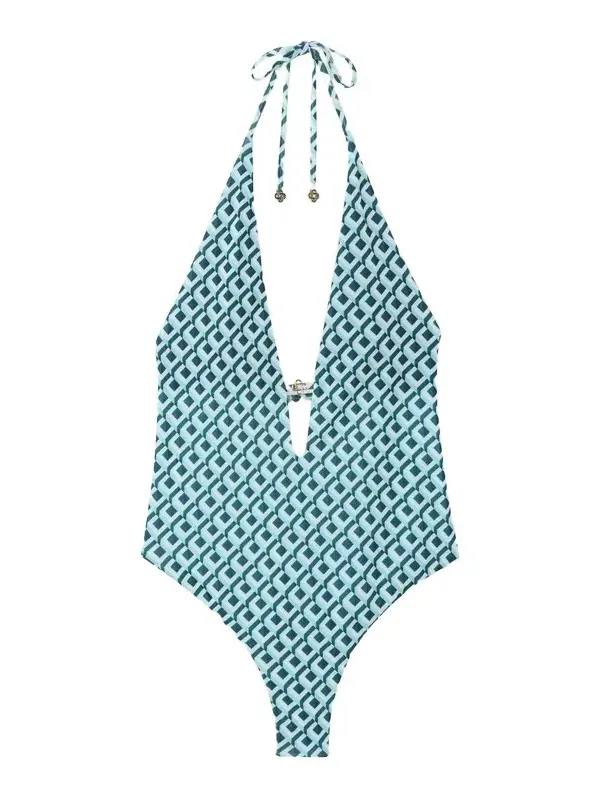 Green Cubist CC Monogram Plunge Swimsuit
