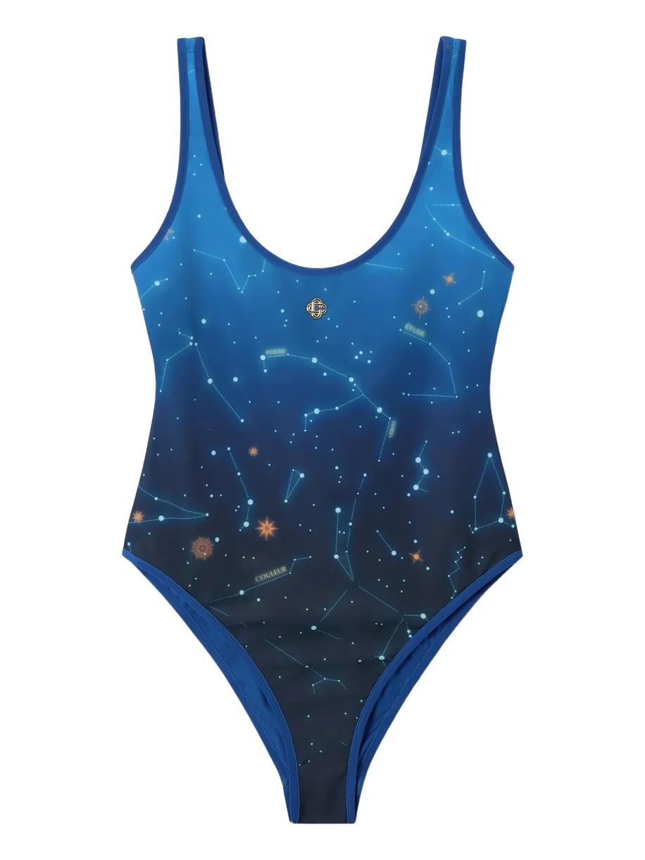 Casablanca Blue Astrology Printed Swimsuit