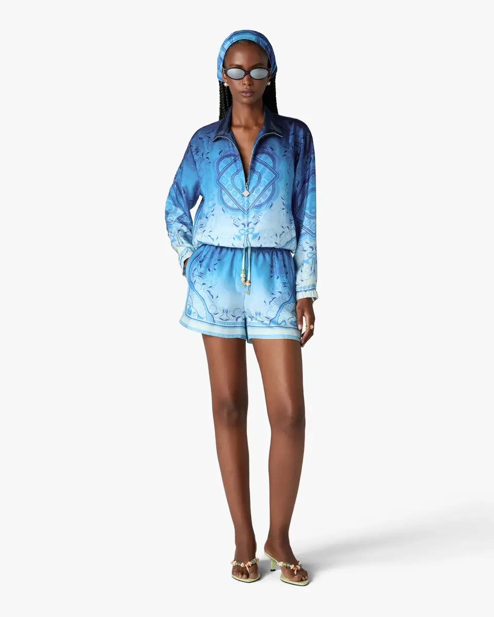 Casablanca Blue Gradient Egyptian Rug Silk Shorts | Thumbnail 2