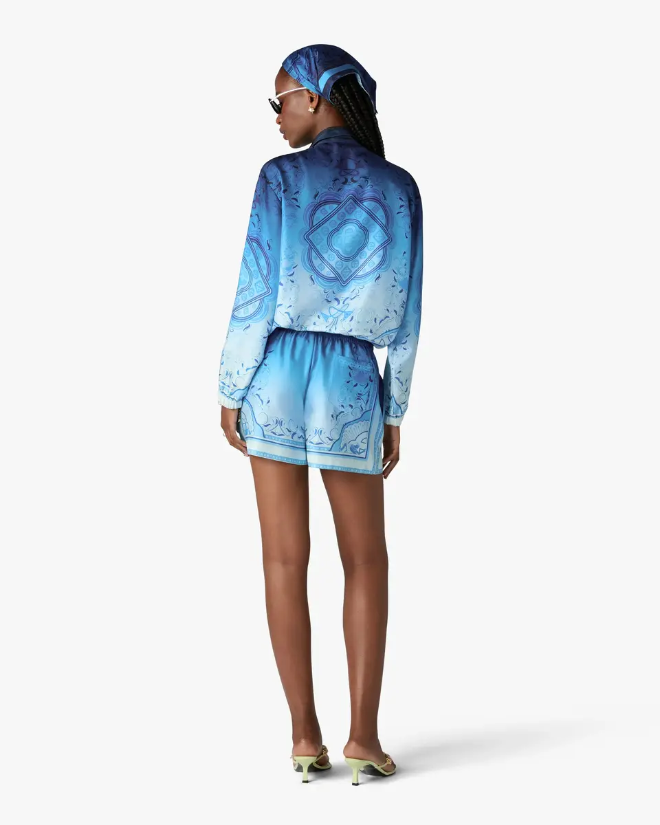 Casablanca Blue Gradient Egyptian Rug Silk Shorts | Thumbnail 3
