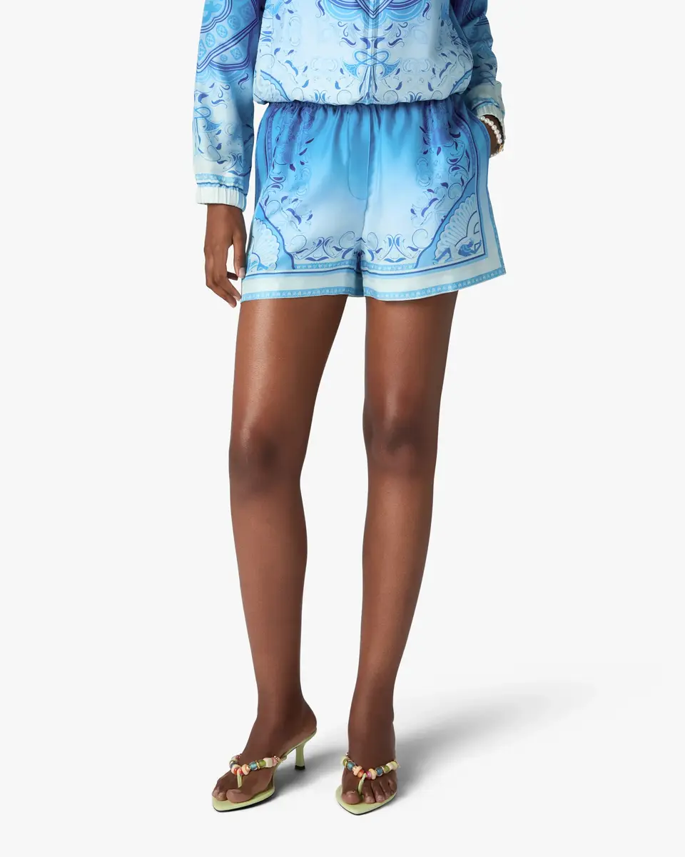 Casablanca Blue Gradient Egyptian Rug Silk Shorts | Thumbnail 4