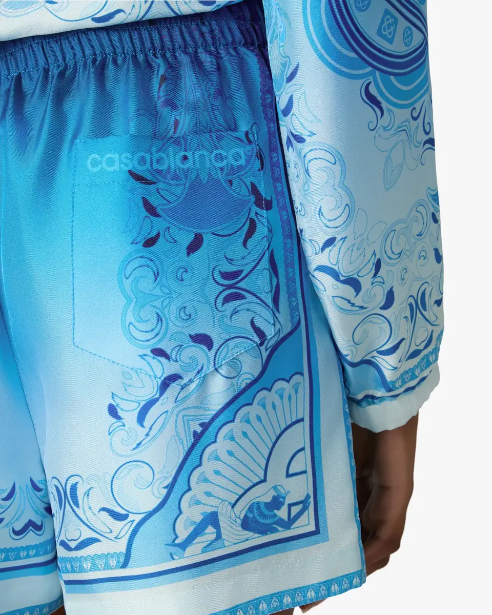 Casablanca Blue Gradient Egyptian Rug Silk Shorts | Thumbnail 5