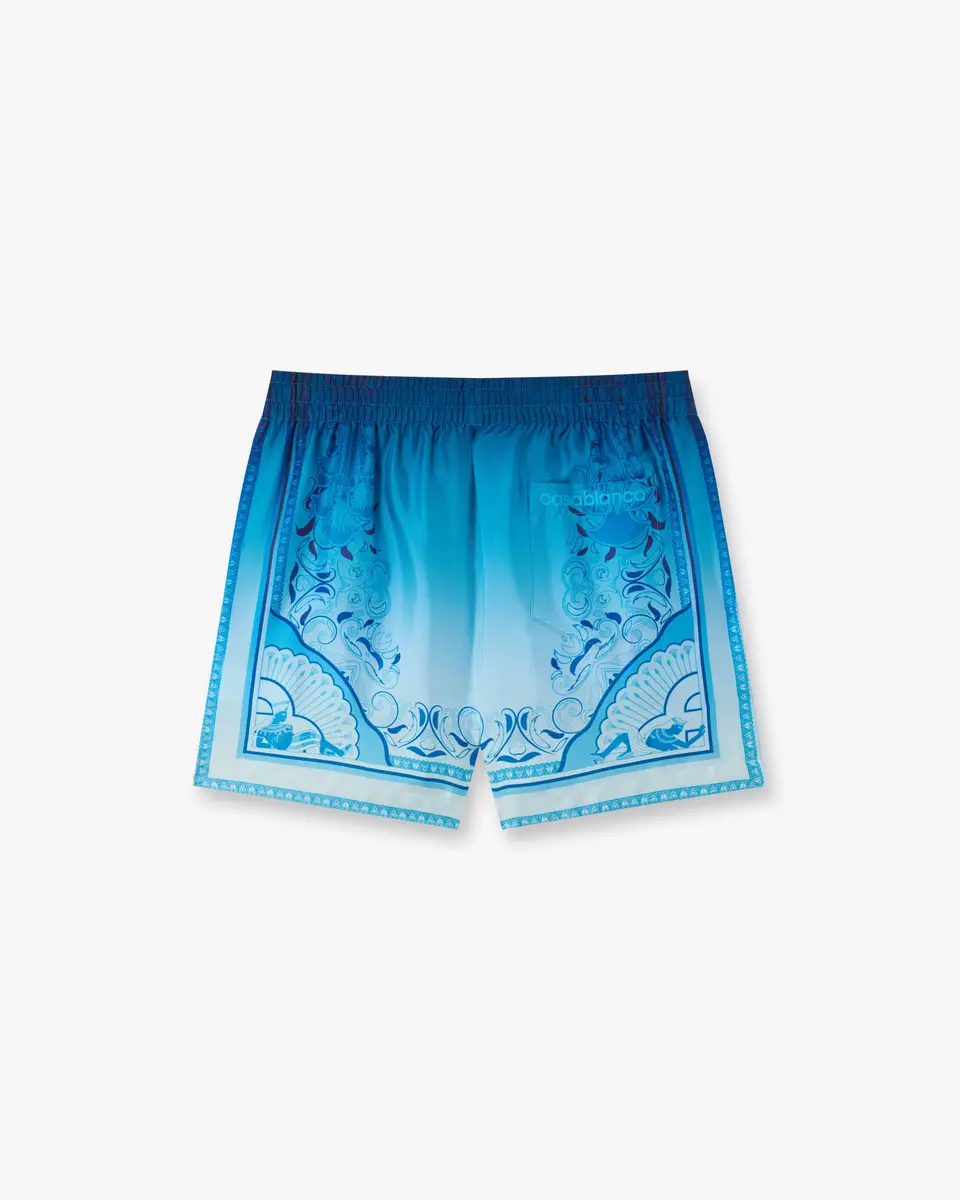 Casablanca Blue Gradient Egyptian Rug Silk Shorts | Thumbnail 6
