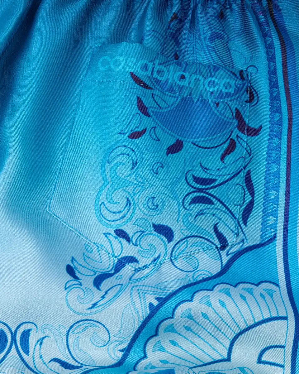 Casablanca Blue Gradient Egyptian Rug Silk Shorts | Thumbnail 7