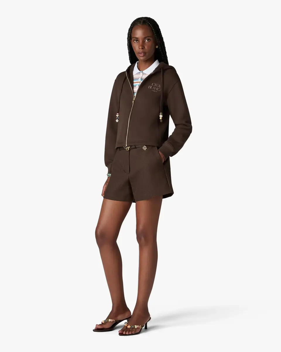 Casablanca Dark Brown Cotton Monogram Shorts | Thumbnail 2
